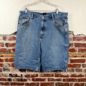 Vintage Tommy Hilfiger Short Size 38 Medium Wash Loose Fit Baggy Carpenter Y2K